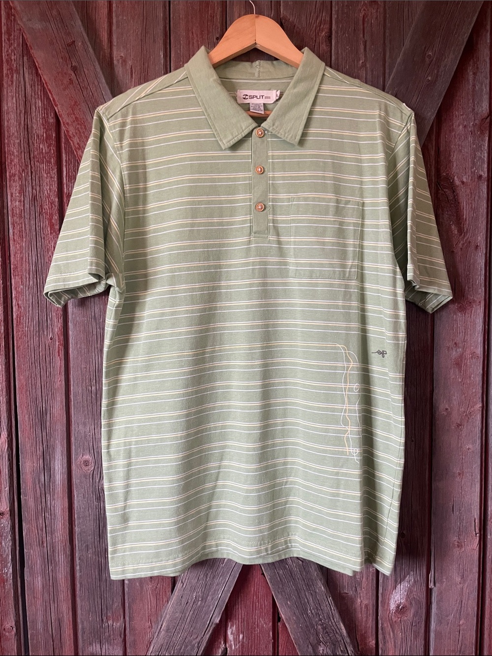 Split Men’s Sage Green Striped Polo